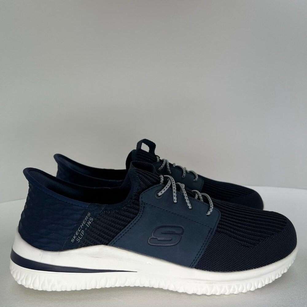 Skechers Slip-Ins Delson 3.0 Lavell Sneaker Mens 11.5 Memory Foam Knit Navy Blue - Picture 2 of 12